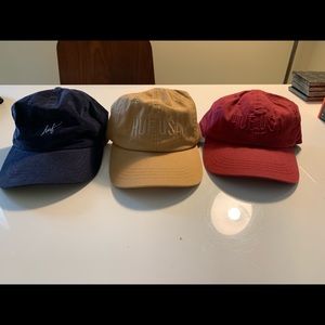 Huf Brand hats, set of 3, one size.